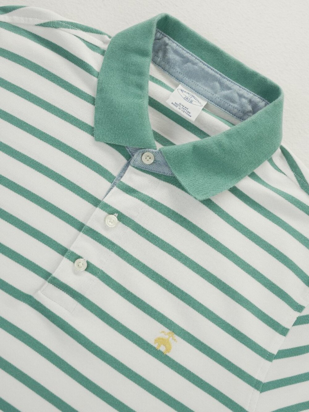 Brooks Brothers Men's XL Slim Fit Cotton Polo Shirt Striped Green White
